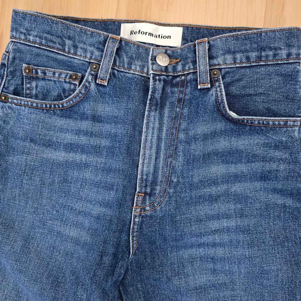 Reformation Julia High-rise Cigarette Slim Fit Ankle Jeans Baltic Blue Size 25 - Picture 3 of 9